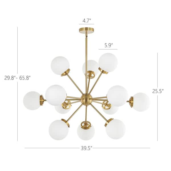 WINGBO 12-Light Gold Modern Chandelier, Sputnik Pedant Light