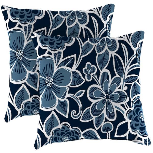 Jordan Manufacturing 16 in. L x 16 in. W x 4 in. T Outdoor Throw Pillow in Halsey Navy (2-Pack)