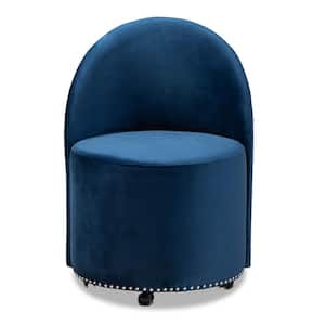 Bethel Navy Blue and Black Rolling Accent Chair