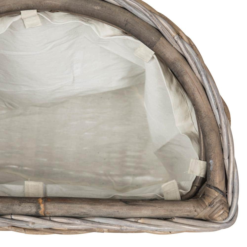Gray Wicker Upright Laundry Hamper with Lid