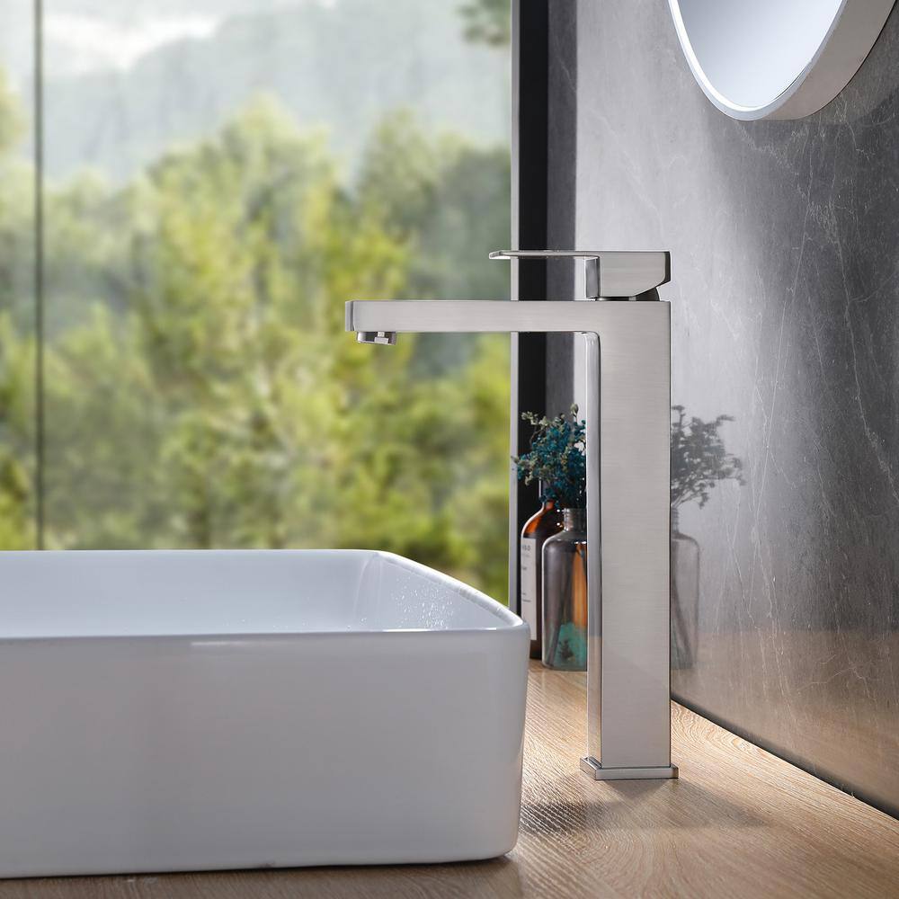Brushed Nickel Single Handle Vessel Sink Bathroom Faucet