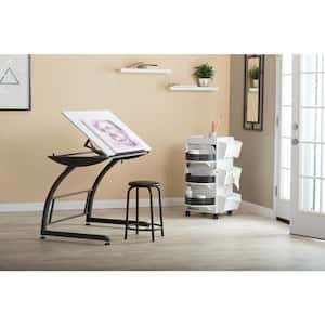 Triflex 39.5 in. W Metal and PB Craft, Art, Drafting Table with Adjustable Height and Tilt, Sit to Stand Desk, Charcoal