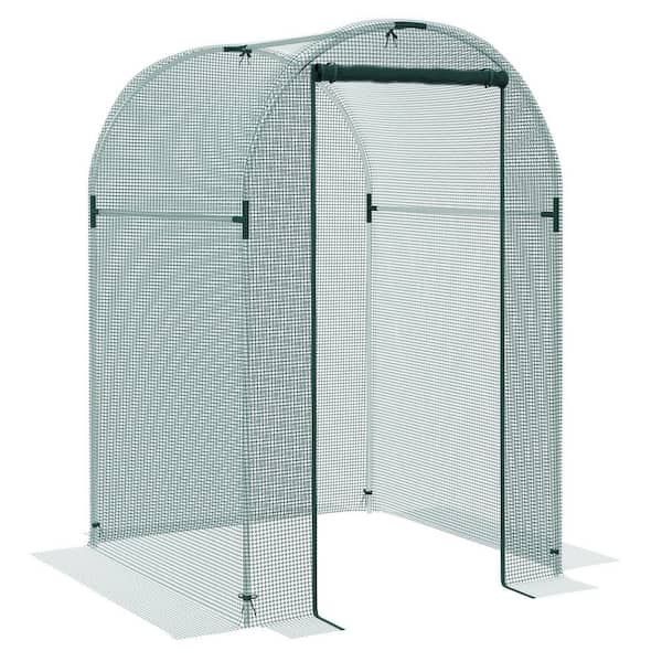 4 ft. W x 4 ft. D Green Steel Plant Cage, Protection Tent with Zippered Doors and Galvanized Steel Frame