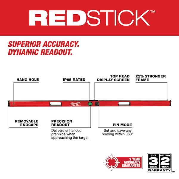 Milwaukee 72 in. REDSTICK Digital Box Level with Pin-Point