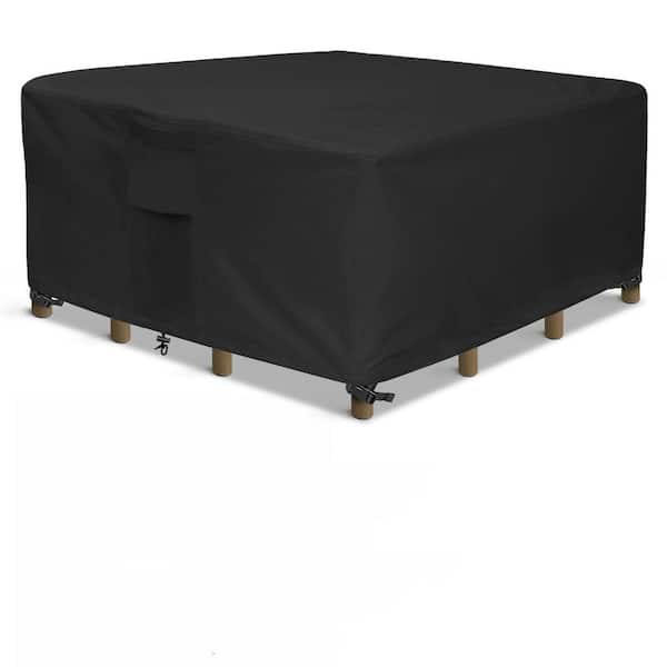 Waterproof Outdoor Patio Dining Table and Chairs Set Cover, Black