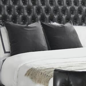 Plume 24 in. x 24 in. Square Feather Down Throw Pillow Storm Gray Performance Velvet (Set of 2)