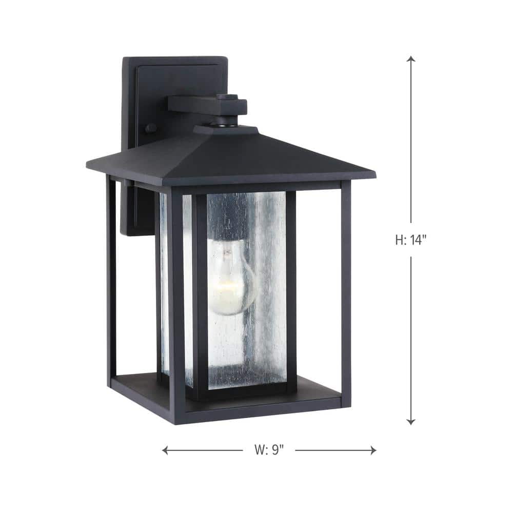 Pewter and Black Energy Star Outdoor Lantern with Seeded Glass