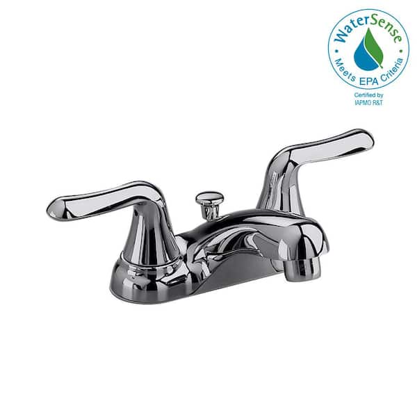 American Standard Colony Soft 4 in. Centerset 2-Handle Low-Arc Bathroom Faucet in Polished Chrome with Pop-Up Drain