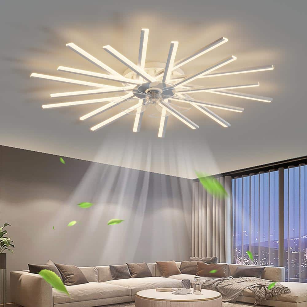 Magic Home 45 in. Remote LED Ceiling Fan Flower Shape Bedroom Living ...