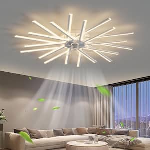 45 in. Remote LED Ceiling Fan Flower Shape Bedroom Living Room Ceiling Lamp with Dimmable Light, 6 Gear Wind Speed Fan