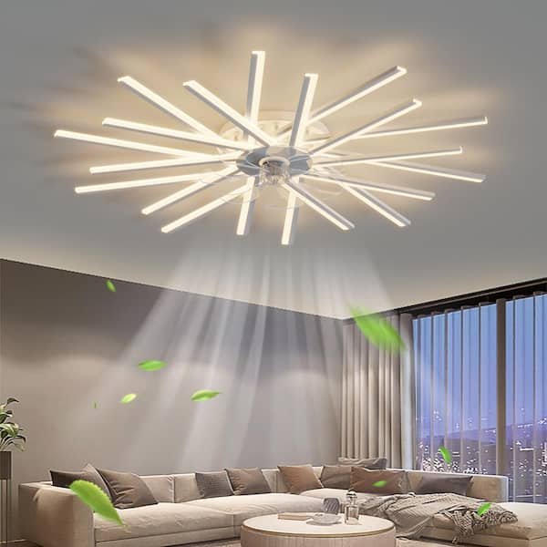 Magic Home 45 in. Remote LED Ceiling Fan Flower Shape Bedroom Living Room Ceiling Lamp with Dimmable Light, 6 Gear Wind Speed Fan
