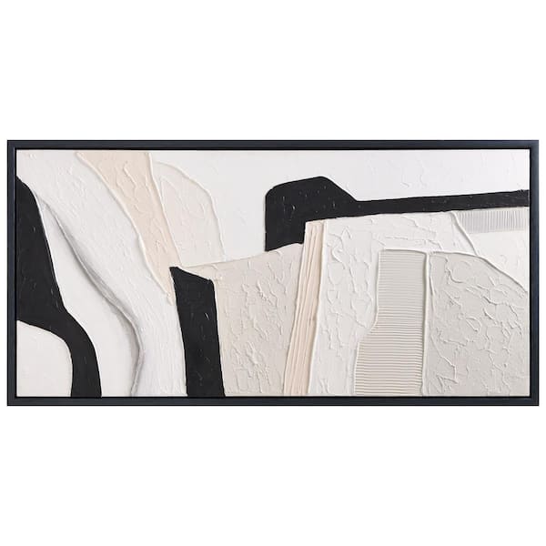 Empire Art Direct Monochrome Abstract Heavily Textured Hand Painted Framed Canvas Wall Art, 24 in. x 48 in.