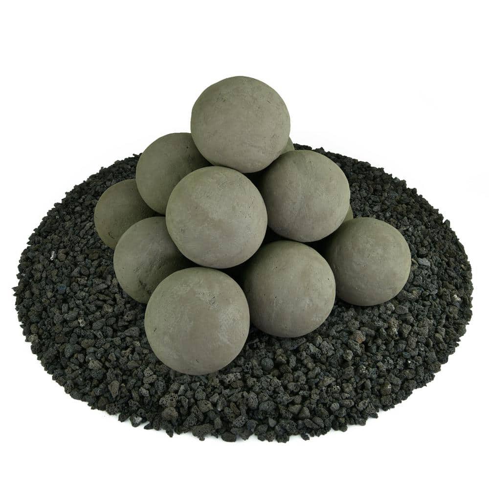 4 in. Set of 14 Ceramic Fire Balls in Charcoal Gray