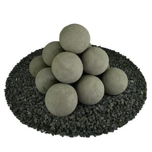 4 in. Set of 14 Ceramic Fire Balls in Charcoal Gray
