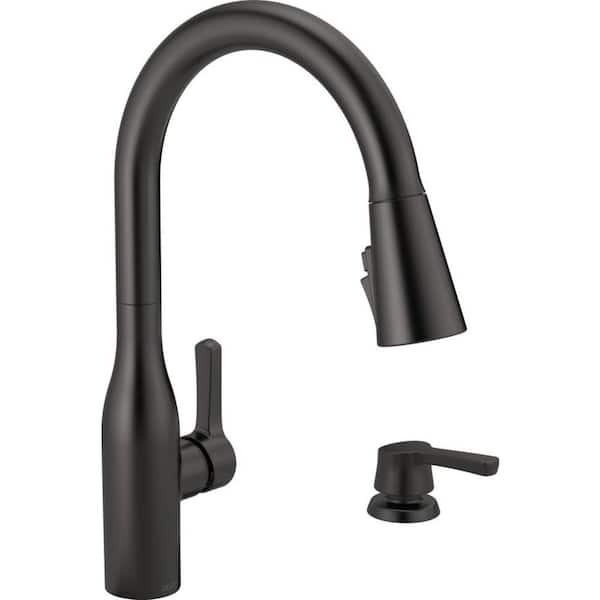 Delta Marca Single-Handle Pull-Down Sprayer Kitchen Faucet with ShieldSpray Technology in Matte Black