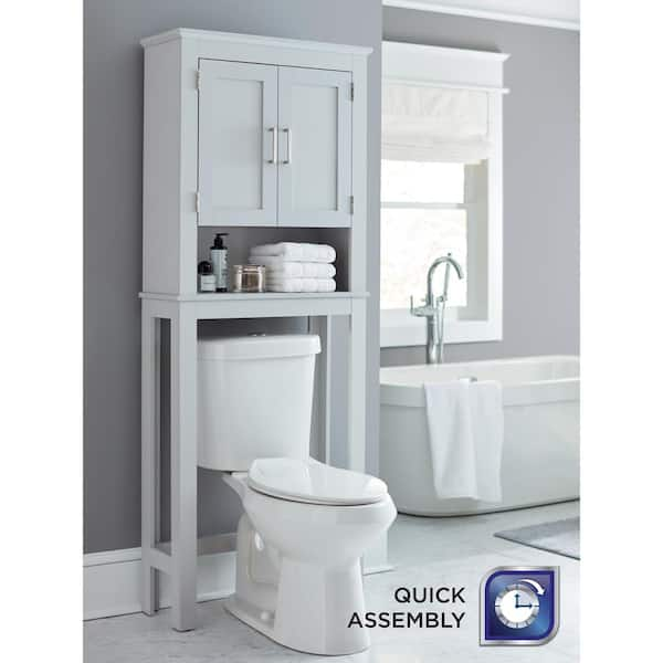 Shaker 26.7 in. W x 68 in. H x 10.1 in. D Dove Gray Over The Toilet Storage