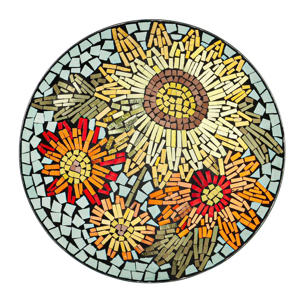 18" Mosaic Glass Bird Bath with Translucent and Metallic Finish