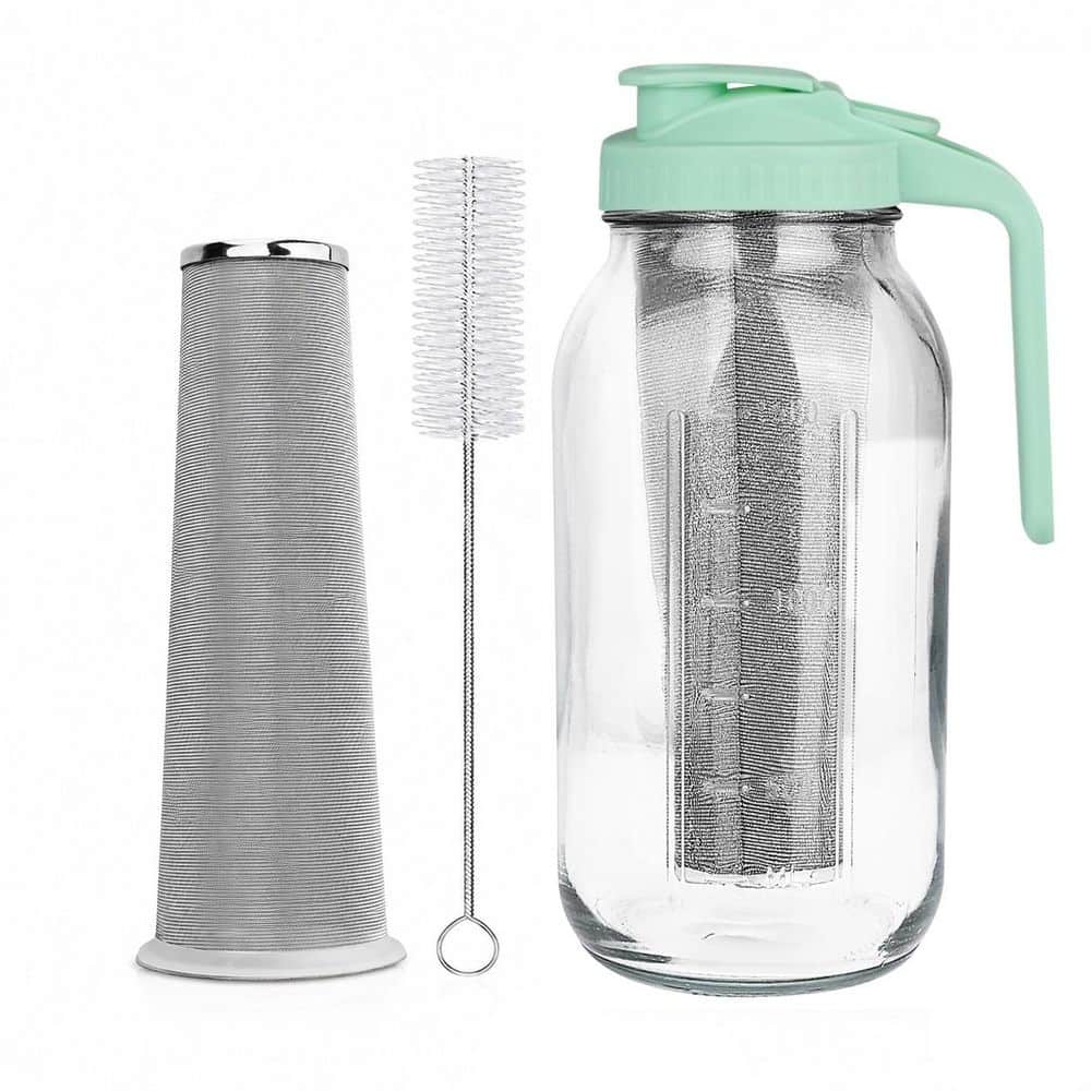 64 oz Glass Cold Brew Coffee Maker Pitcher 1 Piece with Stainless Steel Filter Pour Spout Handle Lid Green price history on PriceWatchPro
