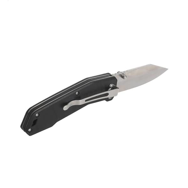 Husky 3 in. Sharpener and Nylon Handle Sporting 3 in. Steel Clip Point  Straight Edge Folding Knife Tactical Knife 90650 - The Home Depot