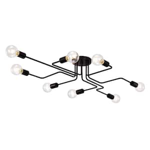 Aitana 25 in. 8-Light Black Sputnik Linear Flush Mount with No Bulbs Included