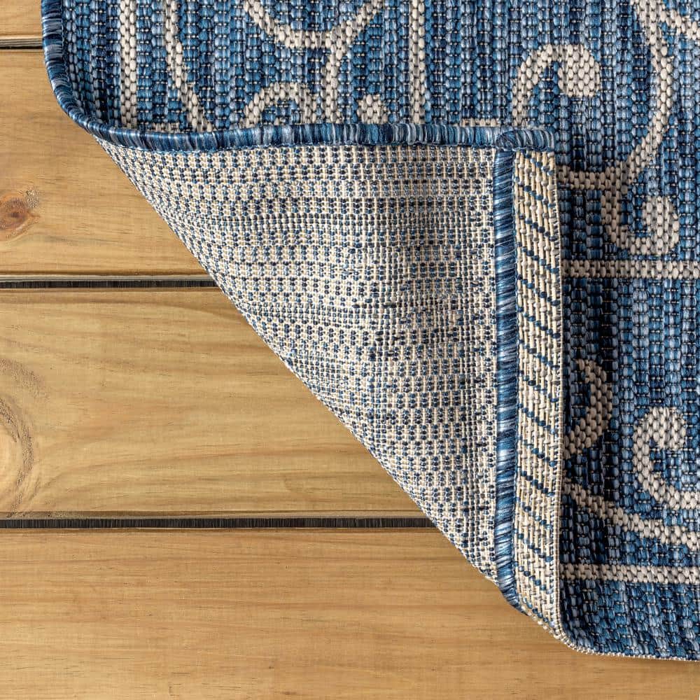 Charleston Filigree Navy/Gray Synthetic 8x10 Indoor/Outdoor Rug