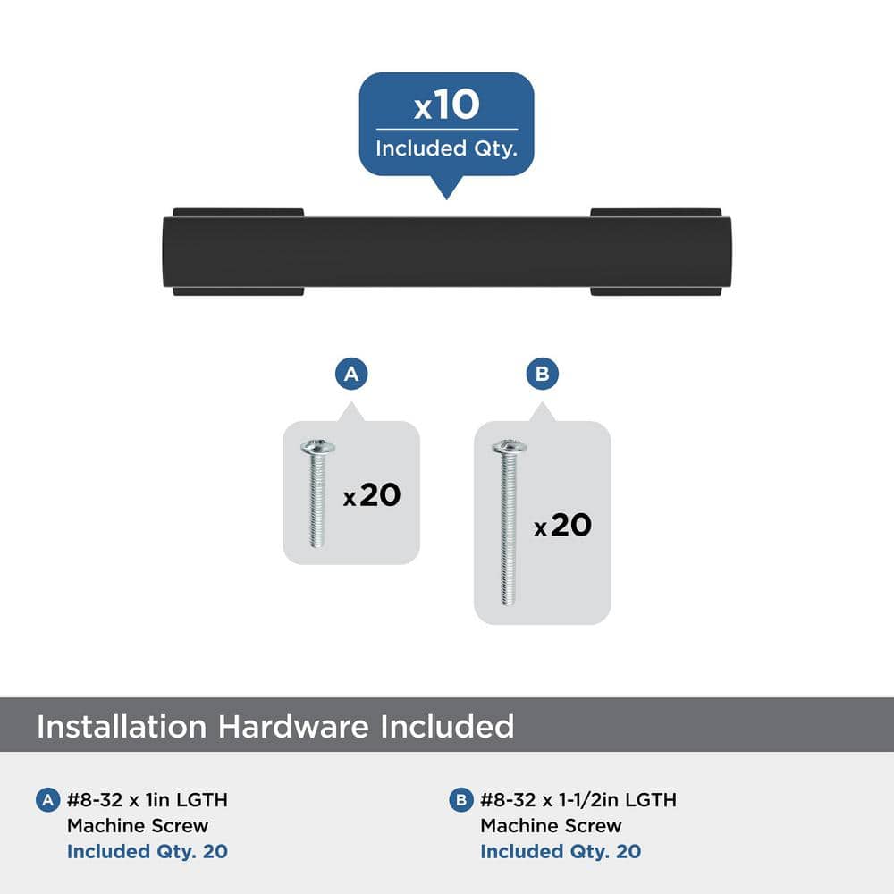 Matte Black 3" Modern Cabinet Pulls with Mounting Hardware