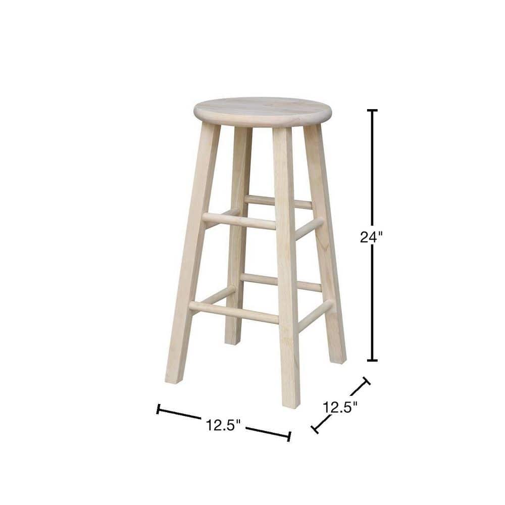 Unfinished Brown Wood Counter Height Barstool