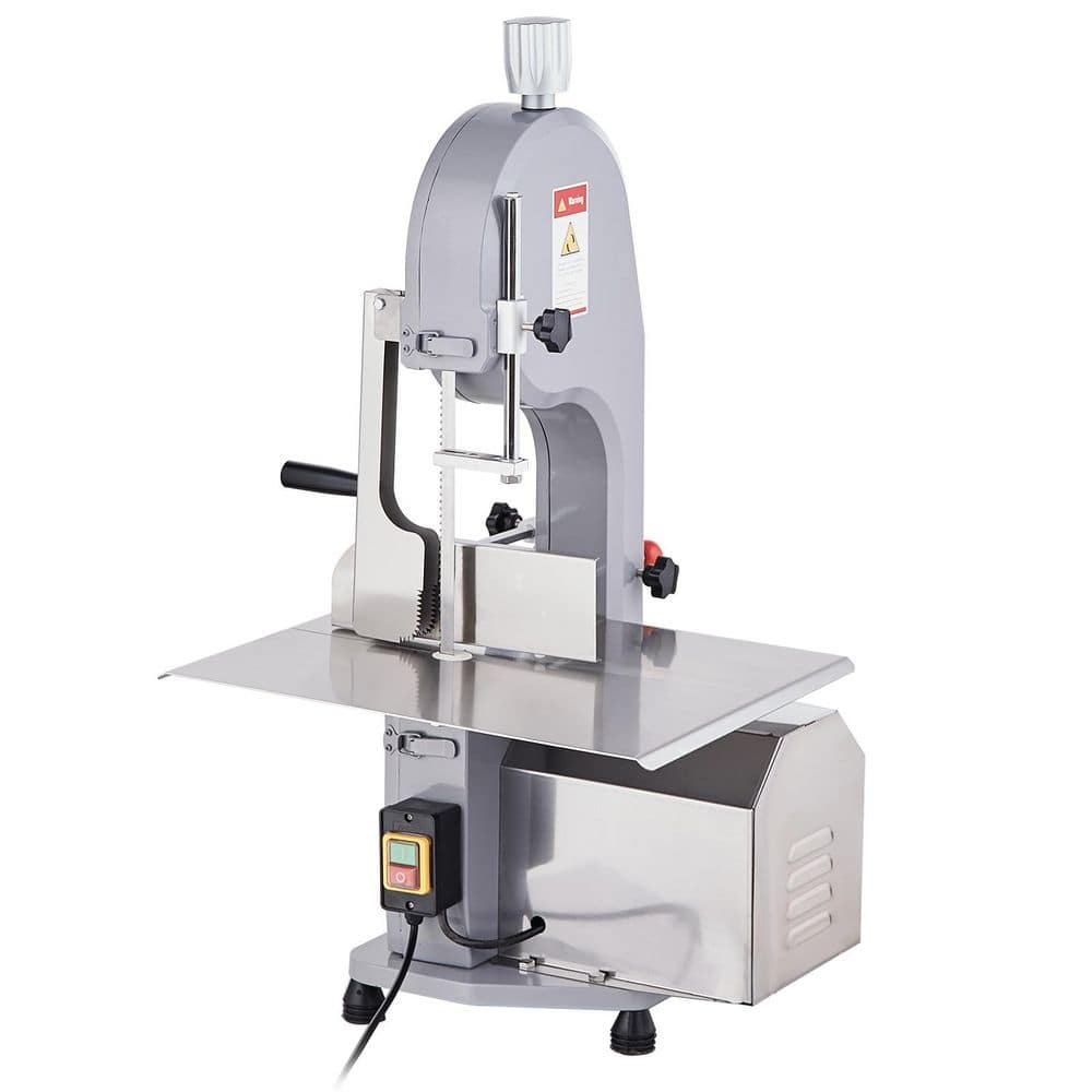Commercial Electric Meat Bandsaw in Silver, 1100W Stainless Steel, 19.3in. x 15in., 6 Blades, 0.16-7.9in. for Pork, Beef
