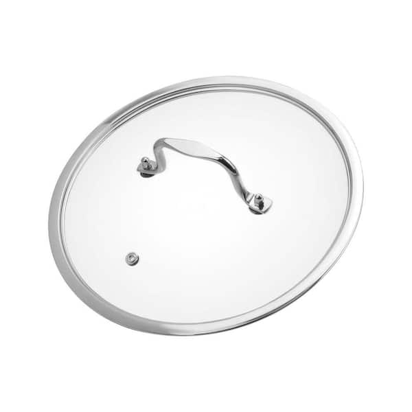Tempered Glass 1-Piece Clear Stainless Steel Rim Skillet Lid with Steam Vent for 10 in. Fry Pan Pot Cover Set