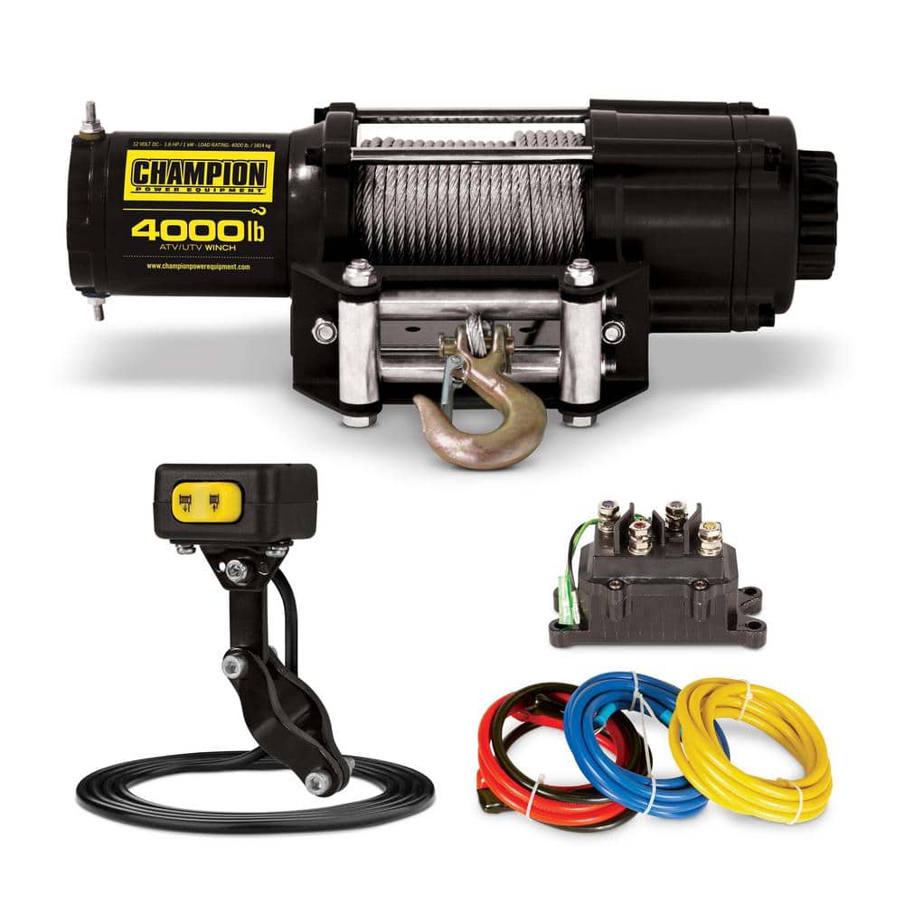Champion Power Equipment 4000 lbs. ATV/UTV Winch Kit 14001 - The Home Depot