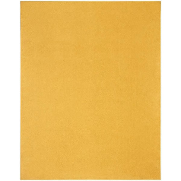 Essentials 10 ft. x 14 ft. Yellow Solid Contemporary Indoor/Outdoor Patio Area Rug
