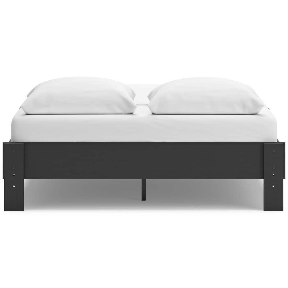 Matte Black Queen Platform Bed with Storage Drawers