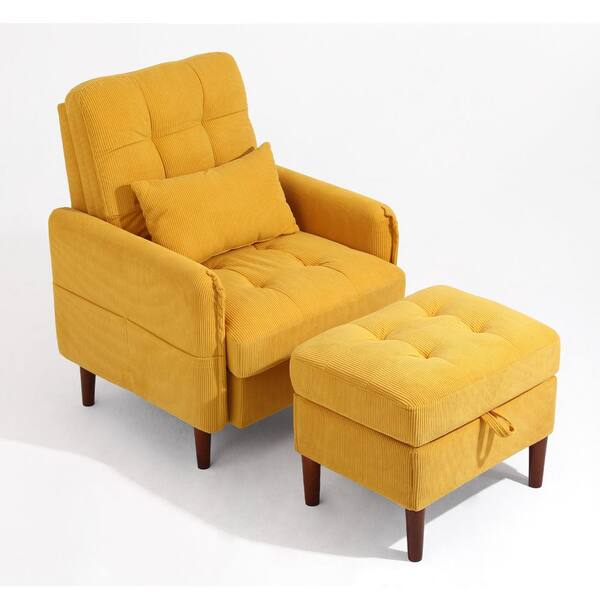 Uixe Orange Corduroy Fabric Upholstered Accent Arm Chair with