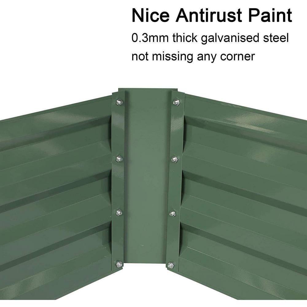 Rectangular Green Galvanized Steel Raised Garden Bed