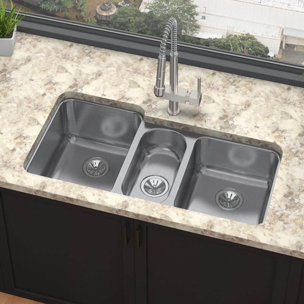 Lustertone 40" Triple Bowl Stainless Steel Undermount Sink