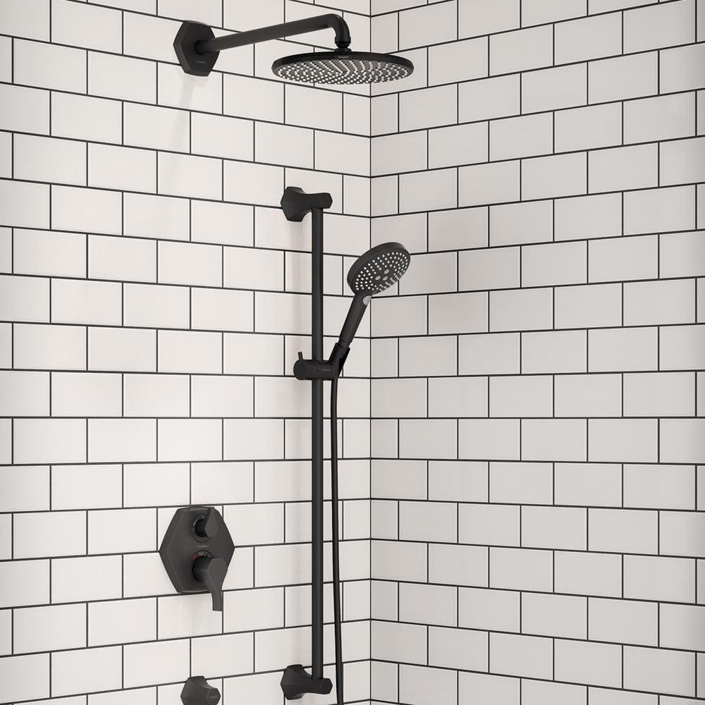 Locarno Matte Black Wall-Mounted Thermostatic Lever Trim