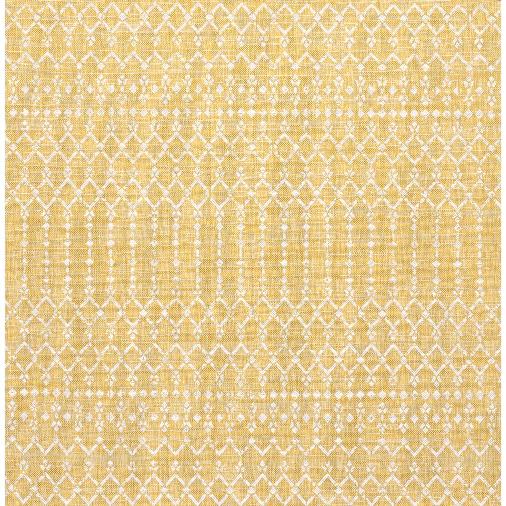 Boho-Chic Moroccan Inspired Yellow/Cream Geometric Indoor/Outdoor Rug