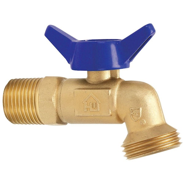 Everbilt 3/4 in. MIP and 1/2 in. FIP x 3/4 in. MHT Quarter Turn Brass Compact Hose Bibb Valve