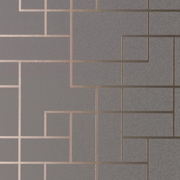 Brewster Geometrics Dark Grey Wallpaper Sample