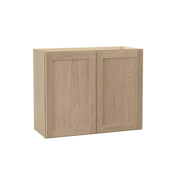 Hampton Bay Sinclair 30 in. W x 12 in. D x 24 in. H Assembled Wall Bridge Cabinet in Shaker Light Oak