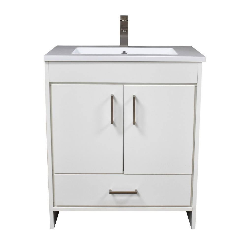 VOLPA USA AMERICAN CRAFTED VANITIES Rio 30 in. W x 19 in. D Bath Vanity in White with Acrylic
