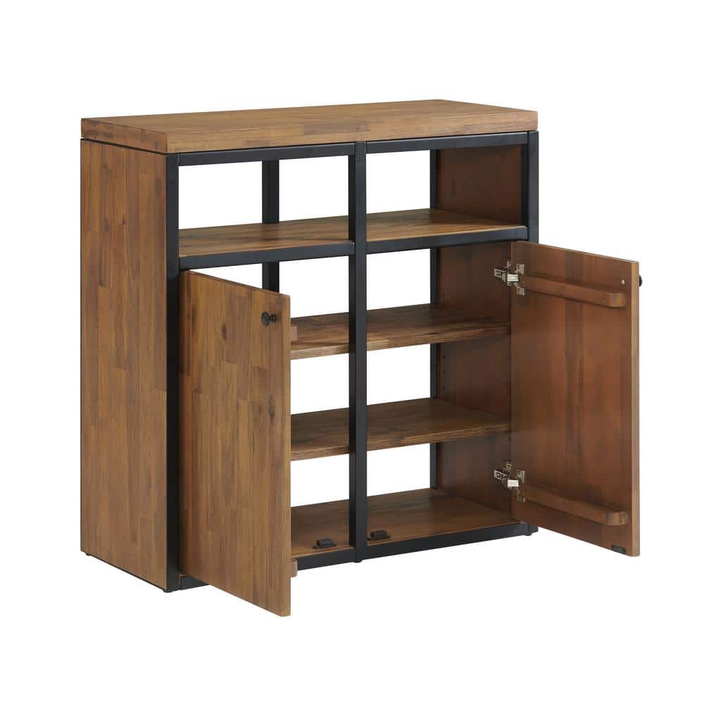 Lloyd 31" Wide Rustic Industrial Metal Frame Shoe Storage Cabinet