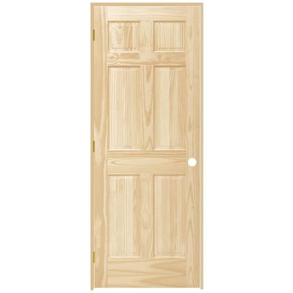 Steves & Sons 24 in. x 80 in. 6-Panel Solid Core Unfinished Pine Single Prehung Interior Door