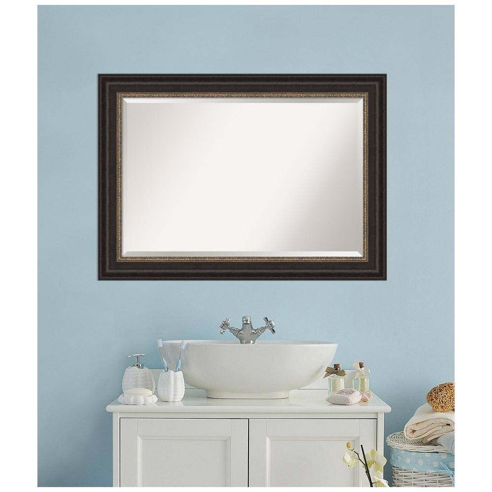 Impact Bronze 42"x30" Rectangular Wall Mirror with Gold Highlights