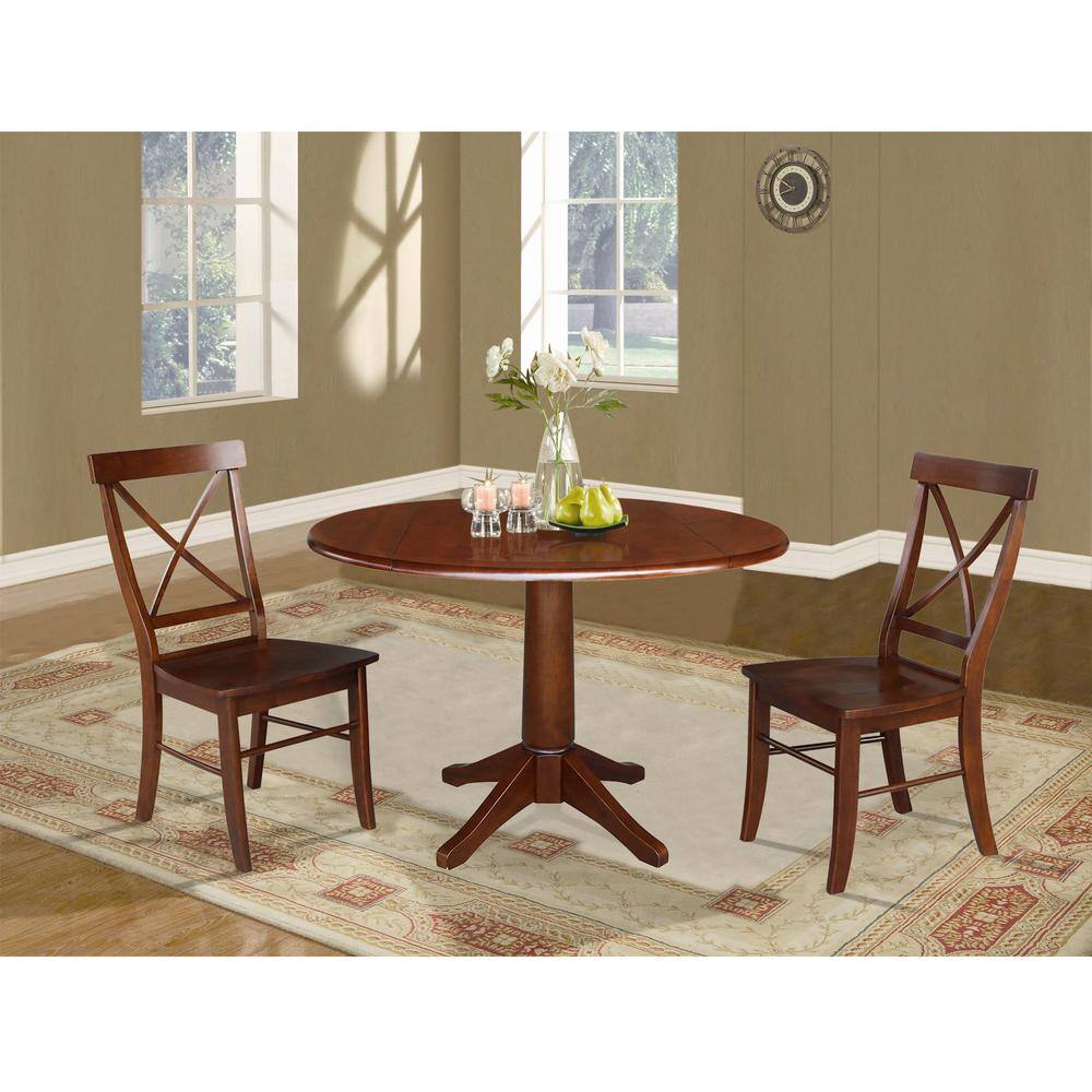 Espresso High Cross Back Solid Wood Side Chairs, Set of 2