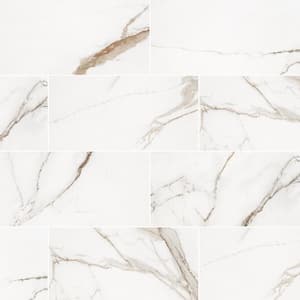 Regallo Calacatta Marbella 12 in. x 24 in. Matte Porcelain Floor and Wall Tile (13.56 sq. ft./Case)