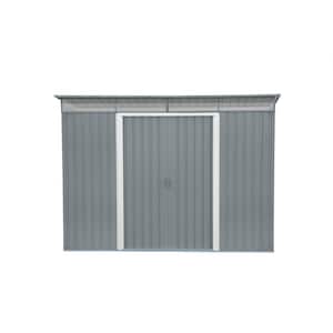 Pent Roof 8 ft. W x 6 ft. D Metal Lean to Shed with Skylight Light Gray 48 sq. ft.