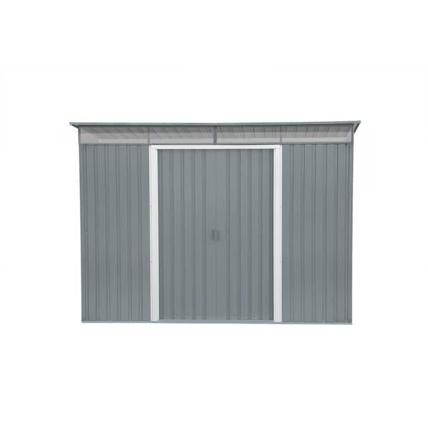 DURAMAX Pent Roof 8 ft. W x 6 ft. D Metal Lean to Shed with Skylight Light Gray 48 sq. ft.