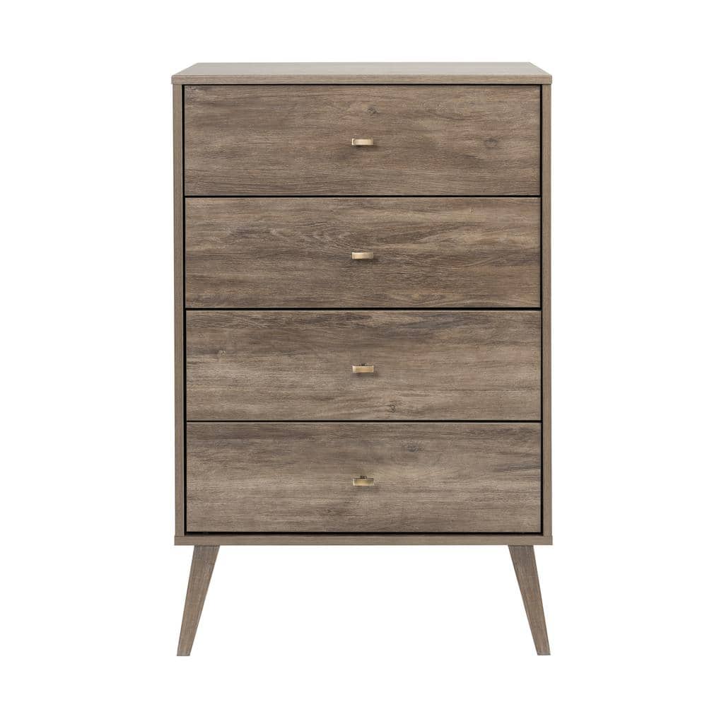 Milo Mid-Century Modern Drifted Gray 4-Drawer Chest