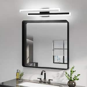 33.5 in. W 2-Lights Dimmable Modern Wall Light Black White LED Vanity Lighting 6000K Cool Light Fixture